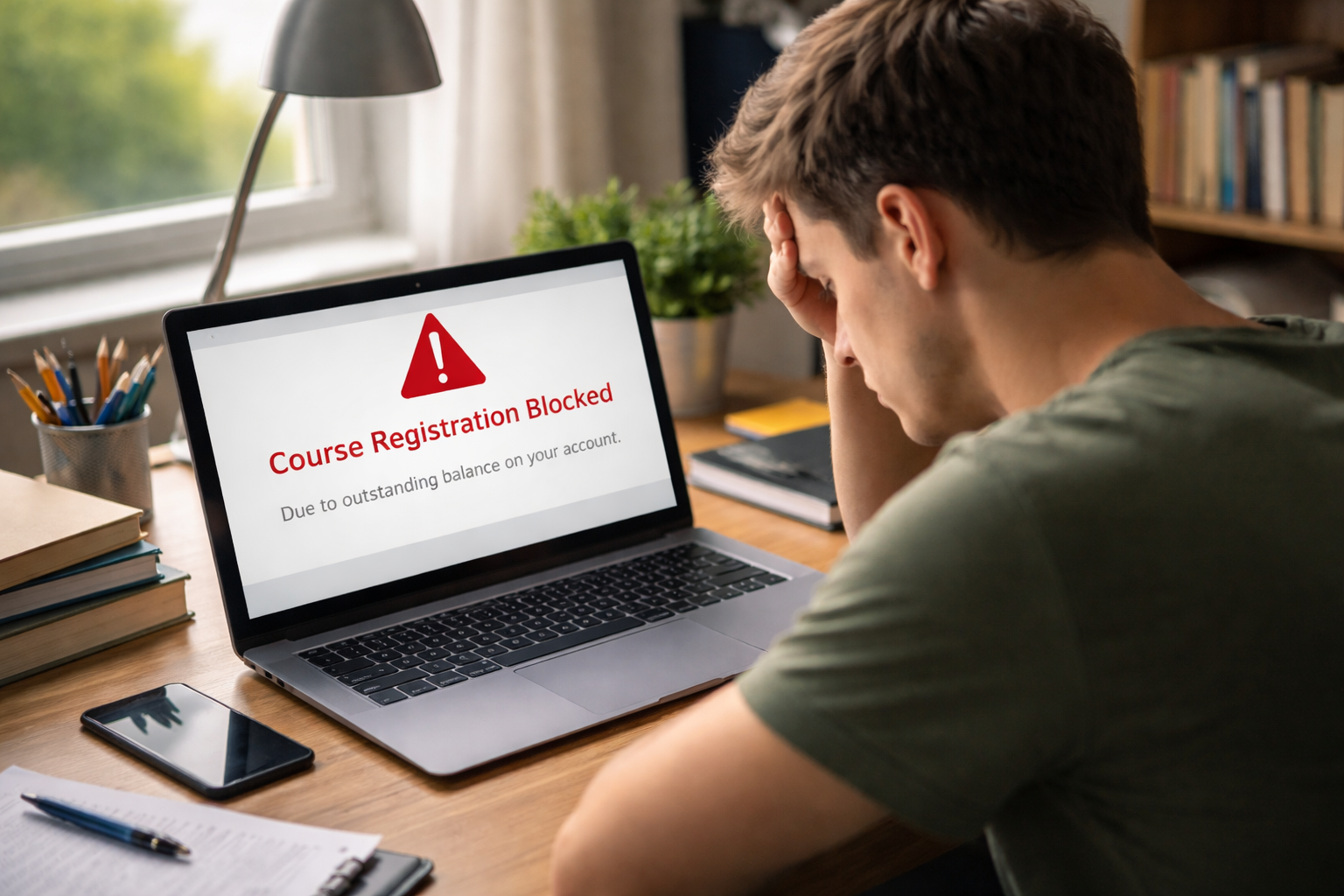 registration blocked due to balance