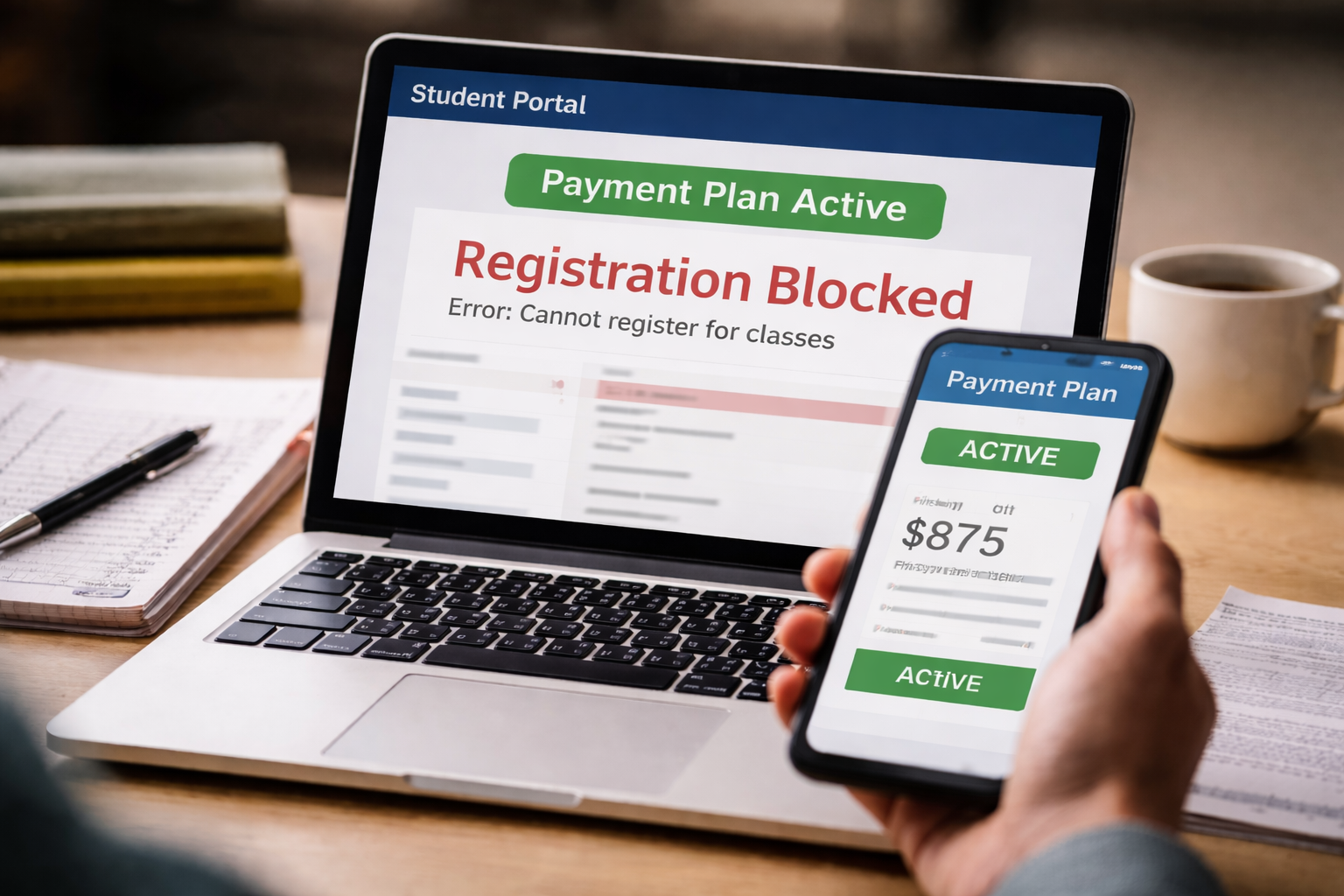 Payment plan active but registration still blocked