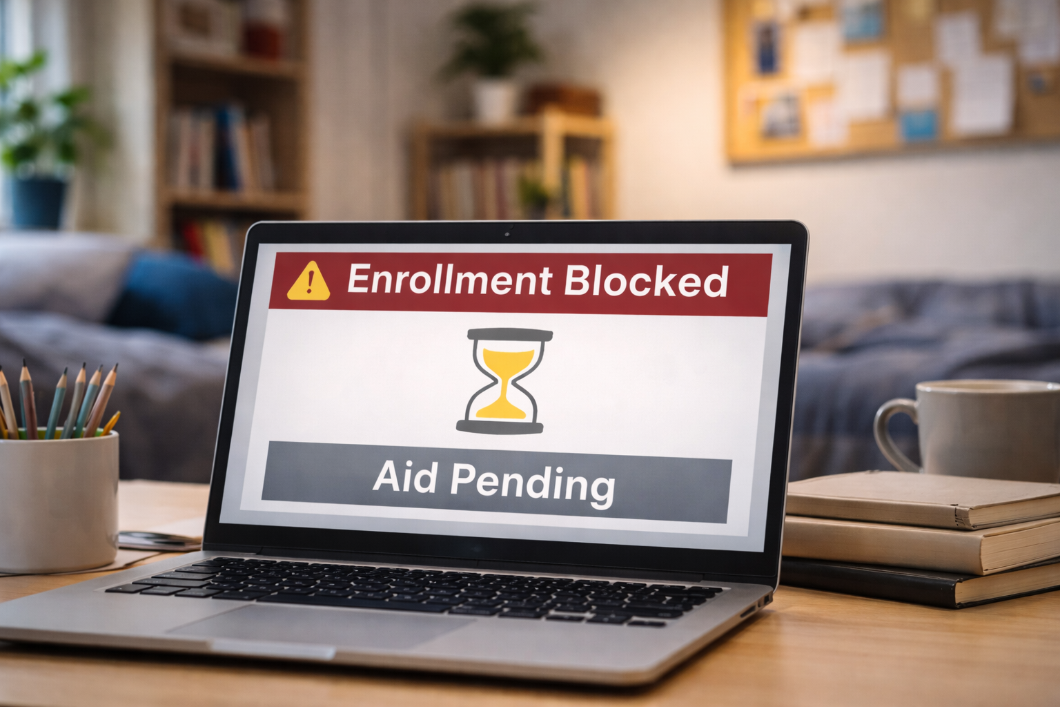 enrollment blocked while aid is pending
