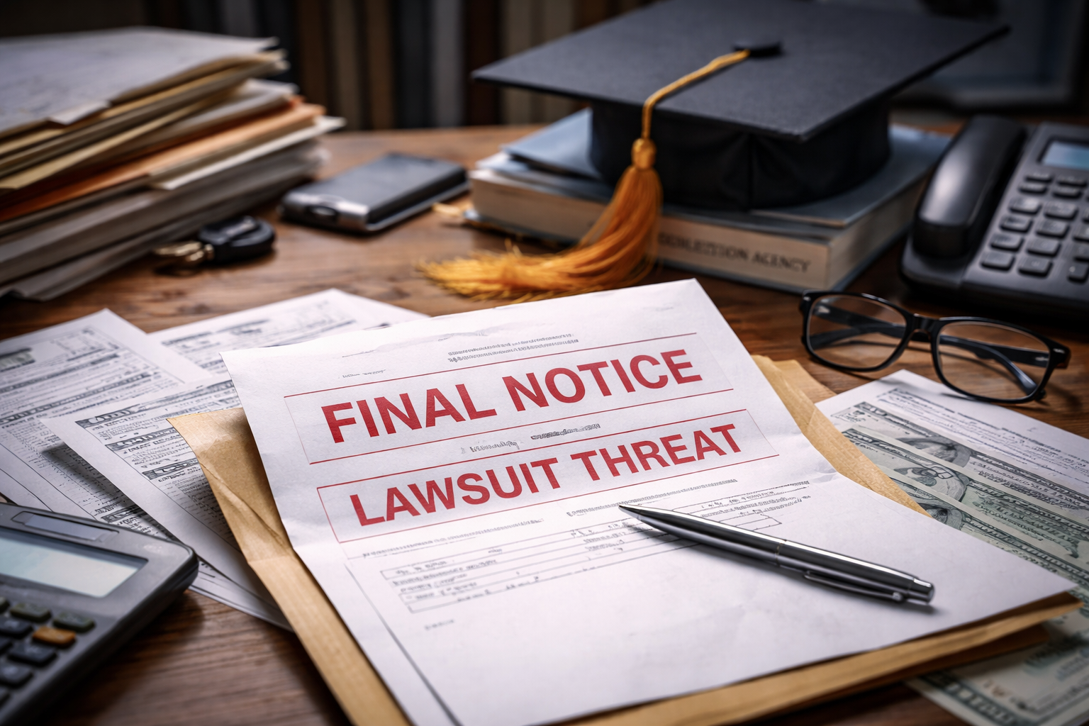 tuition debt lawsuit threat from collection agency